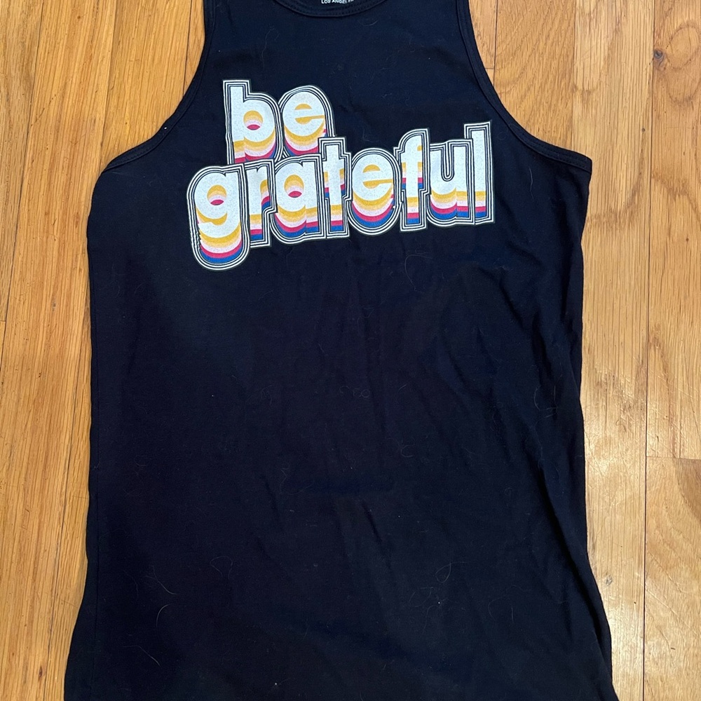 good hYOUman Black Tank Top with Inspirational Text